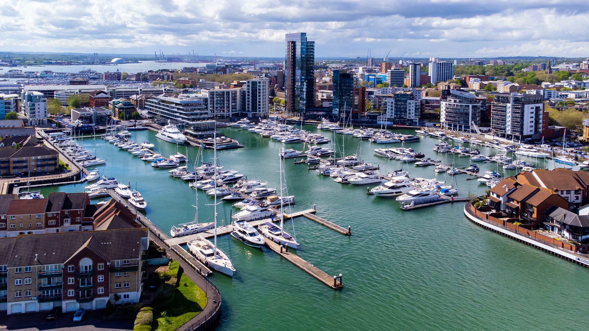 Yachts moored in a South Coast marina
